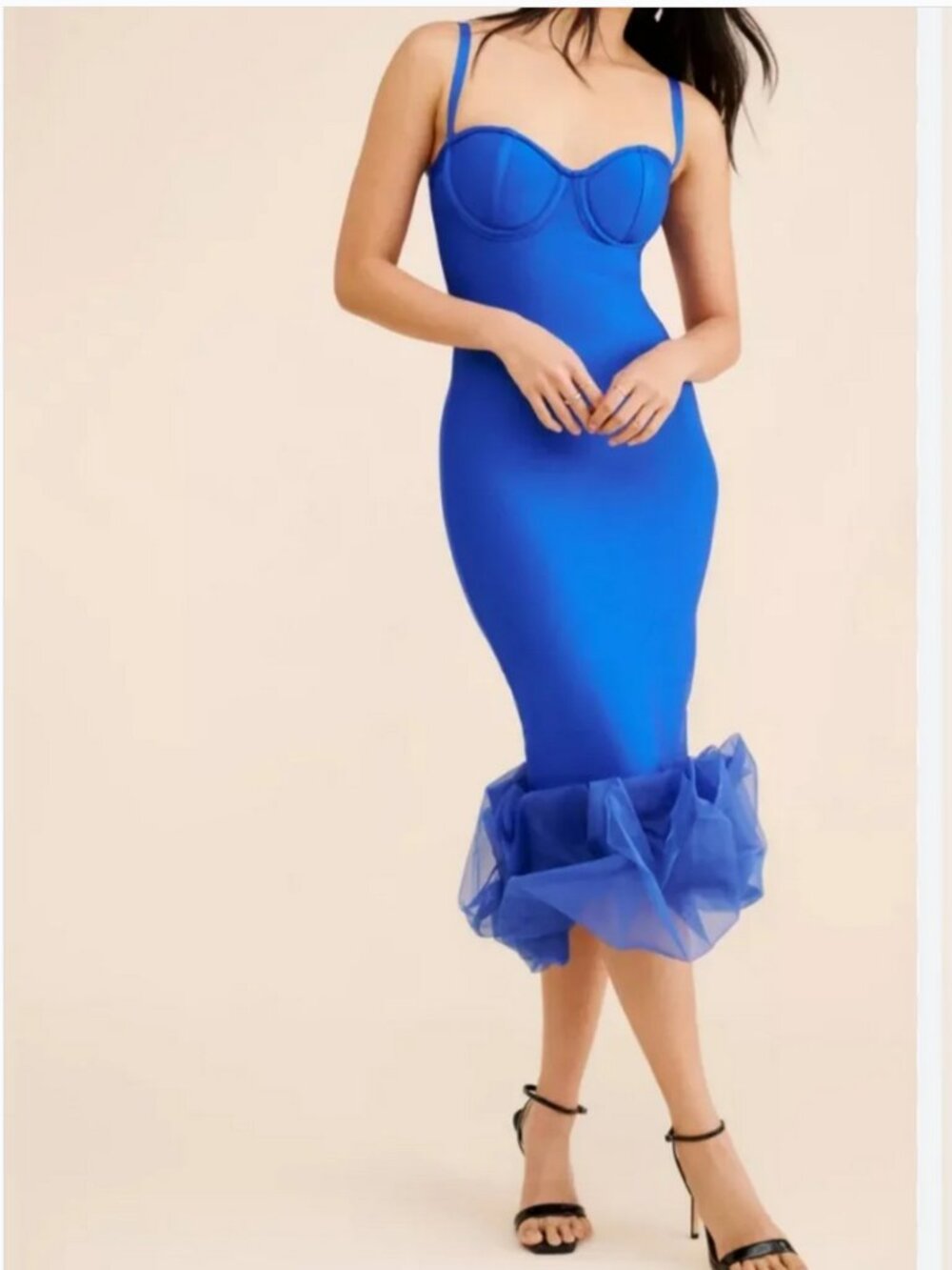 Anthropologie Rare London Midi Blue Dress size XS